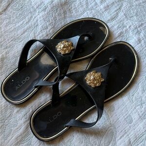 Aldo Women's Sandals in Black with Gold Details